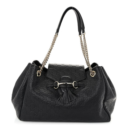 Gucci Guccissima Medium Emily Shoulder Bag Black 1 of 9