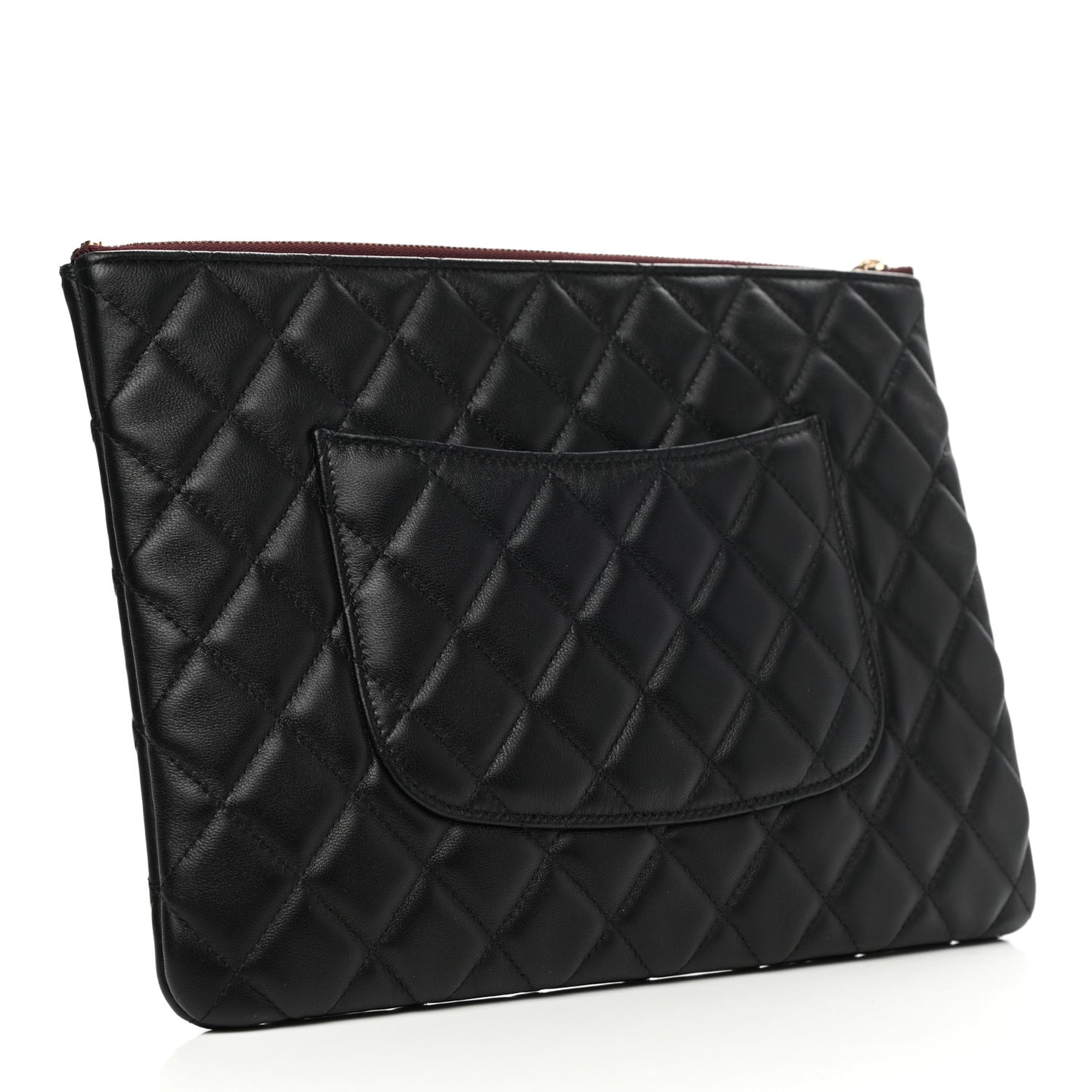 Lambskin Quilted Medium Cosmetic Case Black