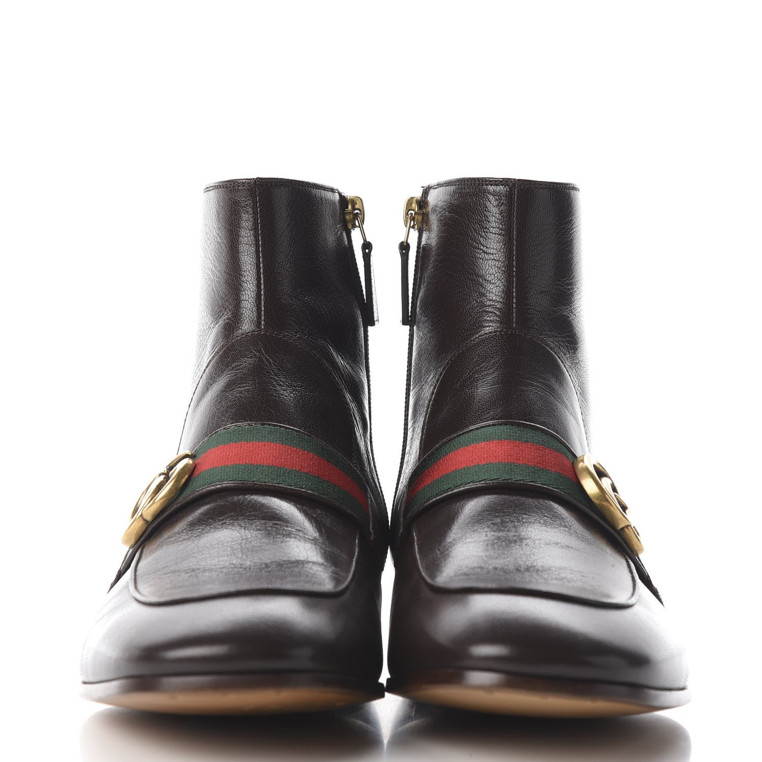 Gucci Goatskin Web Mens GG Ankle Boots 8 Cocoa 2 of 11