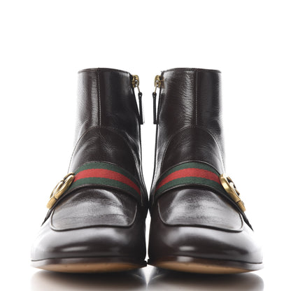 Gucci Goatskin Web Mens GG Ankle Boots 8 Cocoa 2 of 11