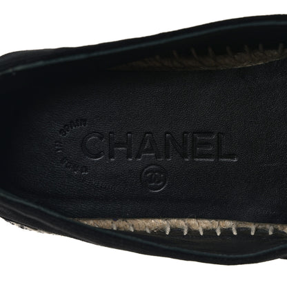 Chanel Velvet Logo Espadrilles 38 Black 7 of 7