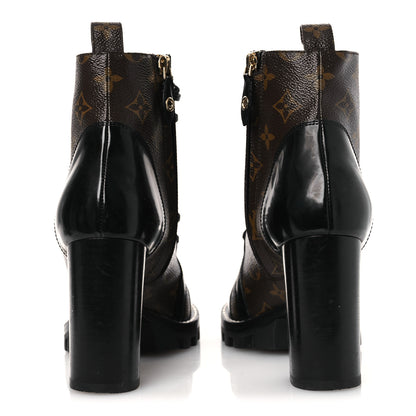Louis Vuitton Patent Calfskin Monogram Star Trail Ankle Boots 40 Black 6 of 12