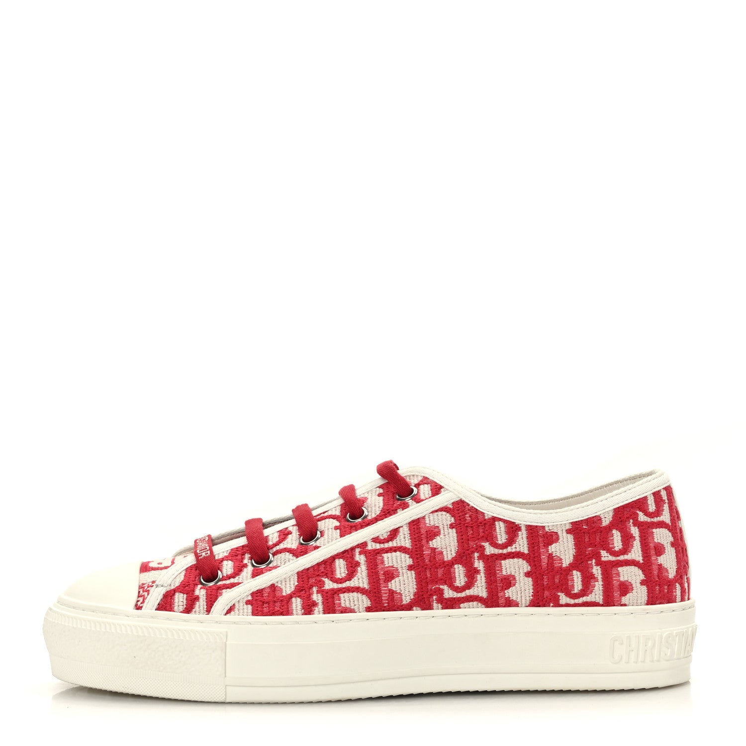 Christian Dior Canvas Oblique Walk'N'Dior Low Top Sneakers 38.5 Framboise 1 of 8