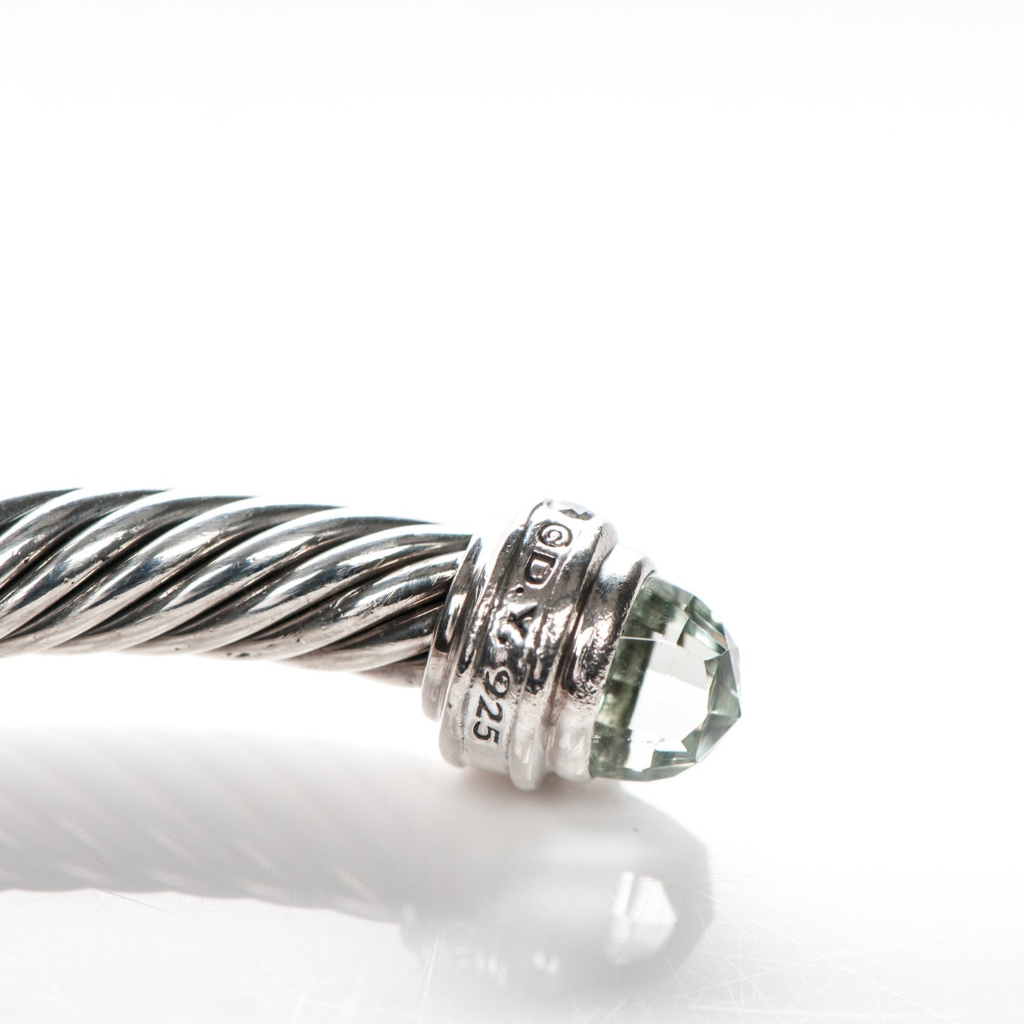 Sterling Silver Diamond Prasiolite 5mm Cable Classics Bracelet