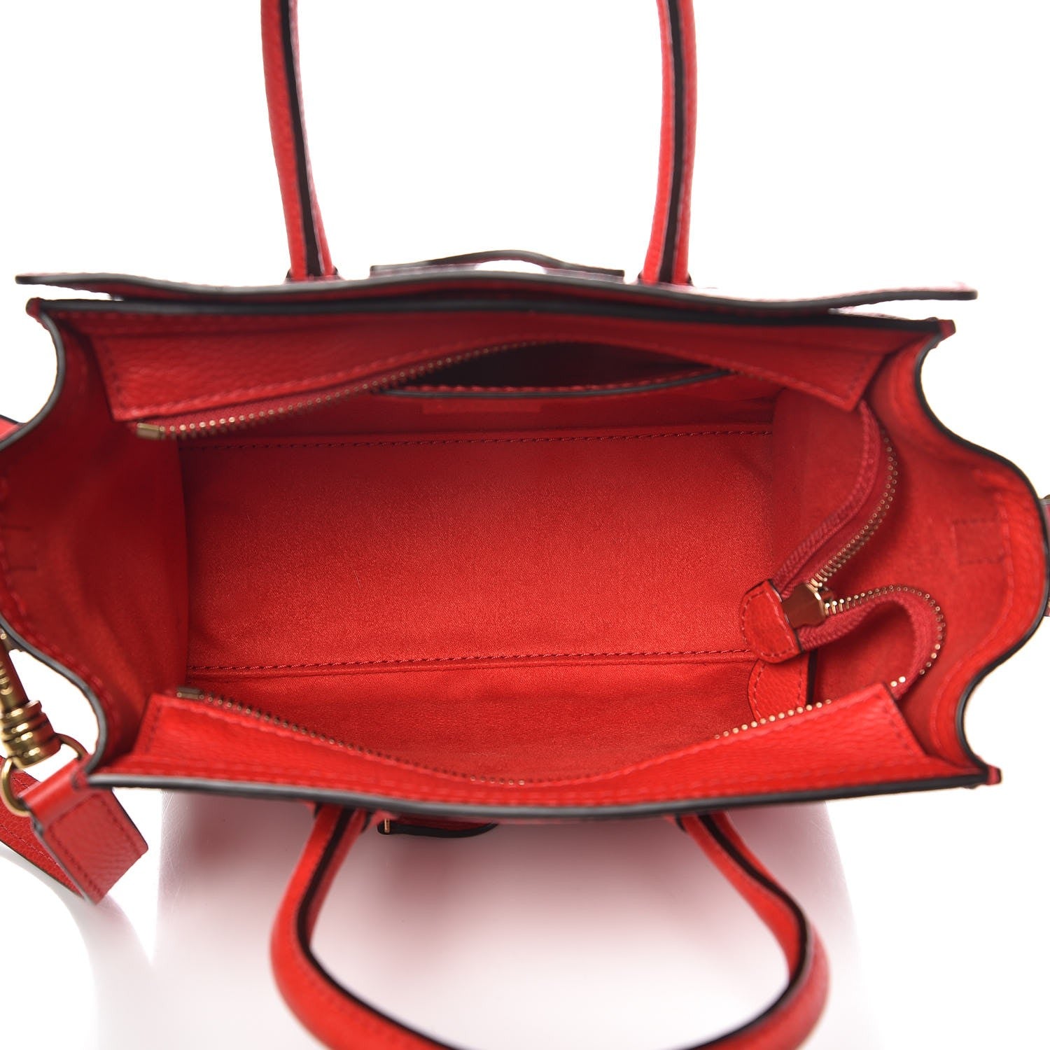 Celine Drummed Calfskin Nano Luggage Coquelicot 6 of 9