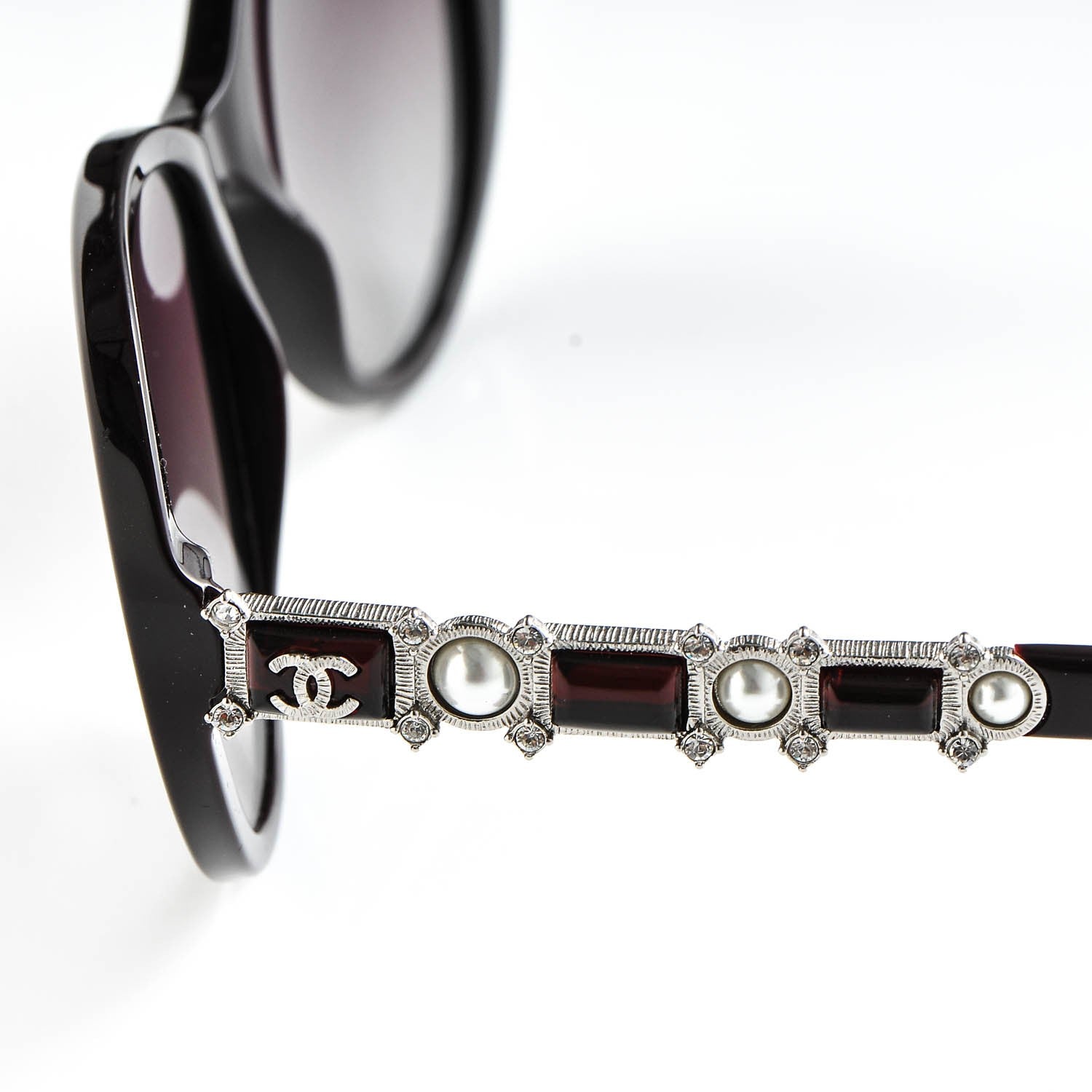 Chanel Pearl Crystal Bijoux Sunglasses 5337 Burgundy 7 of 9