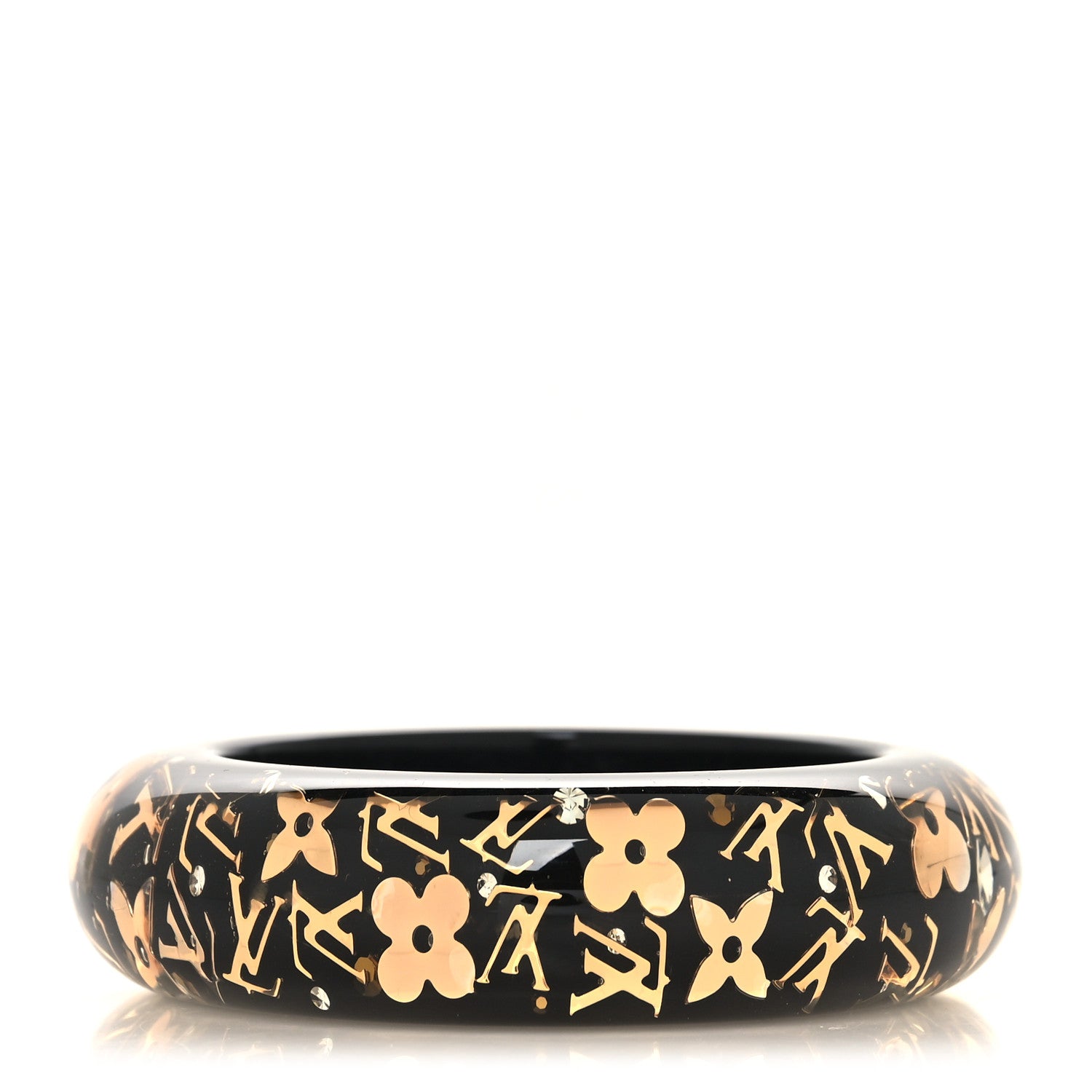 Louis Vuitton Resin Swarovski Inclusion Bracelet GM Black 1 of 4