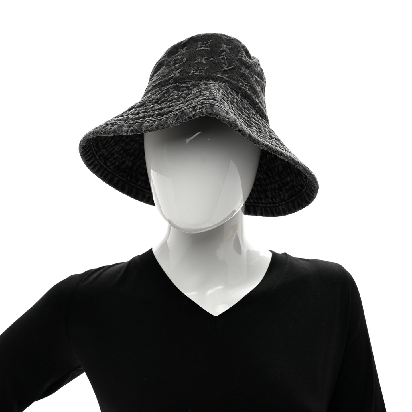 Monogram Denim Bucket Hat Black