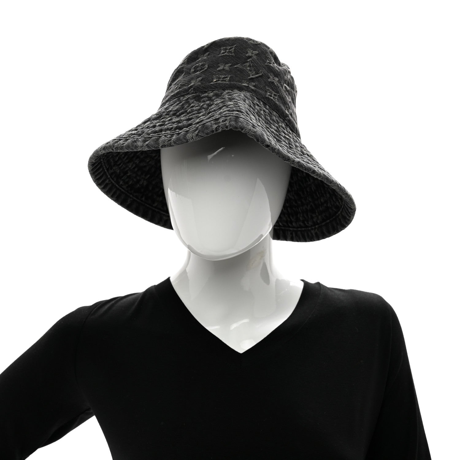 Louis Vuitton Monogram Denim Bucket Hat Black 2 of 7