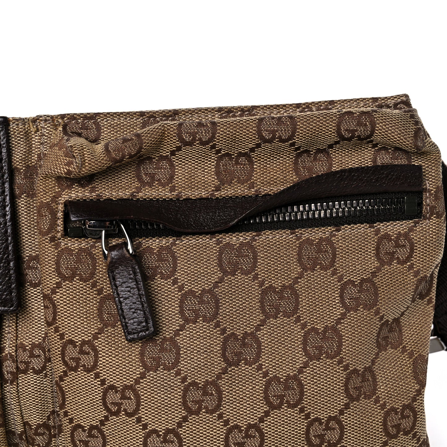 GG Plus Monogram Double Pocket Belt Bag Dark Brown