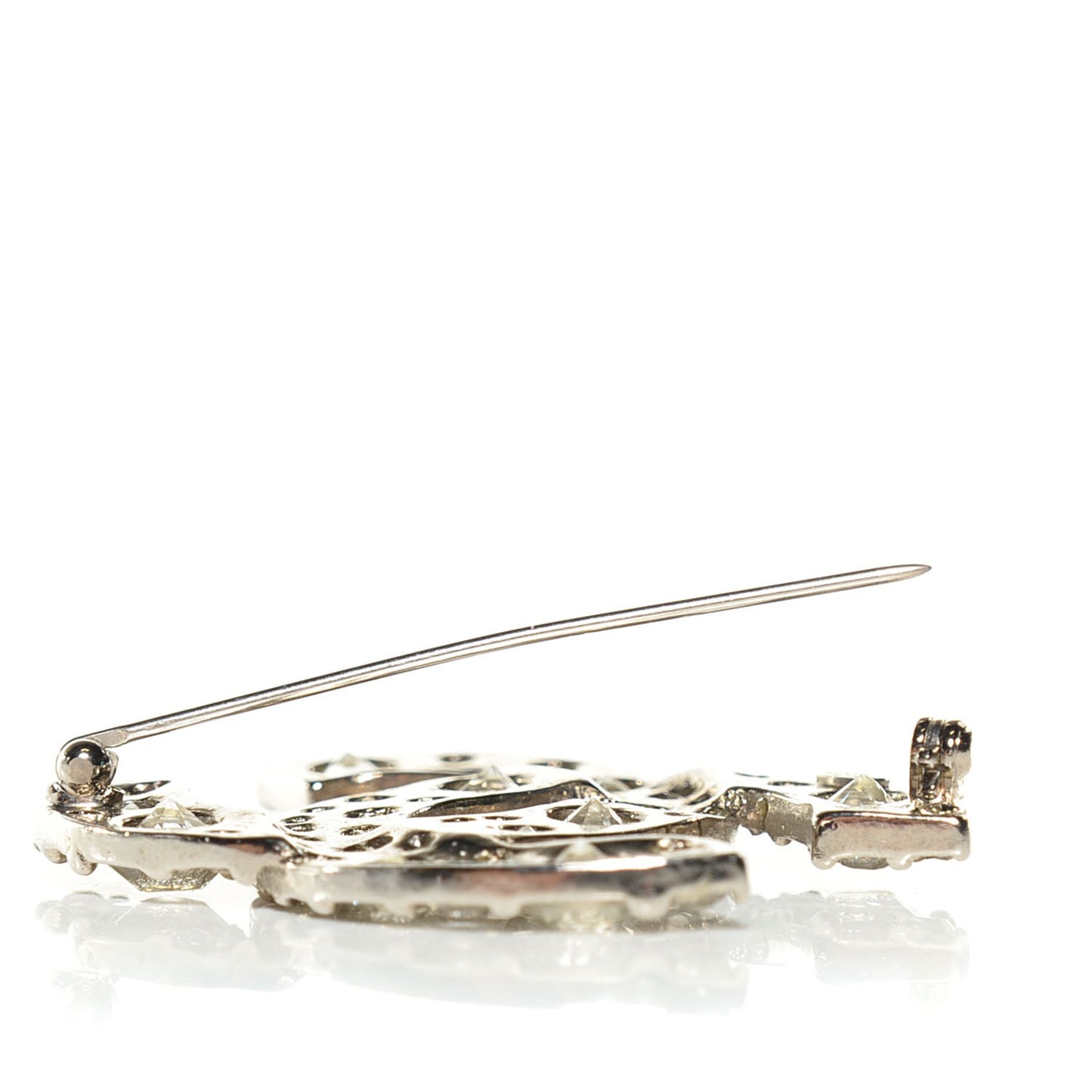 Crystal Large CC Brooch Silver