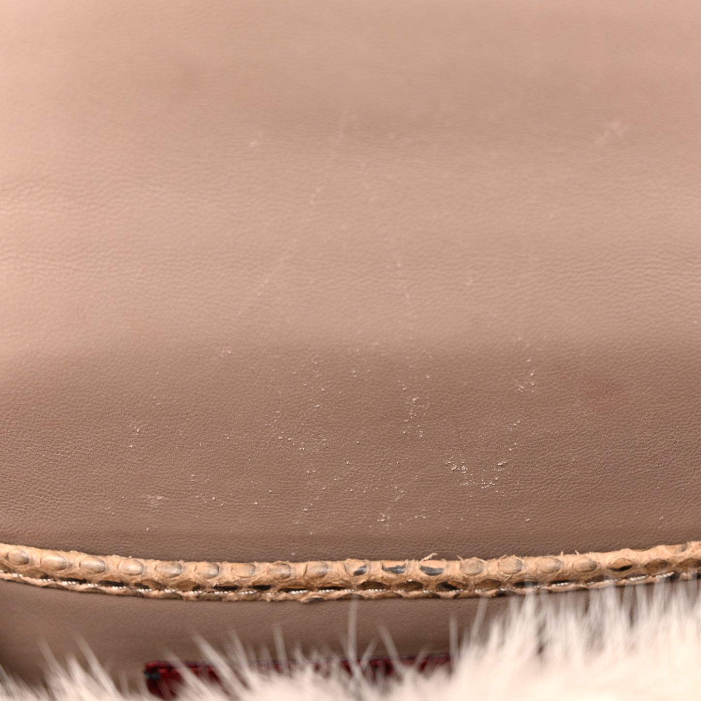 Mink Fur Snakesin Small Glam Lock Rockstud Flap Grey