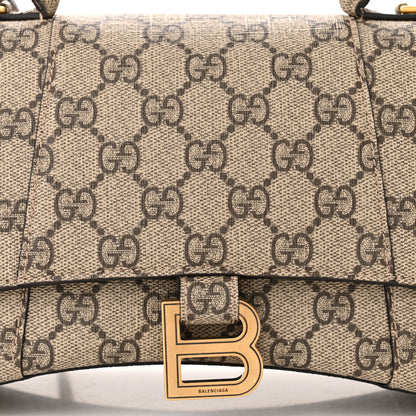 Balenciaga X GUCCI GG Supreme Monogram Small Hourglass Top Handle Bag Beige Ebony 8 of 11