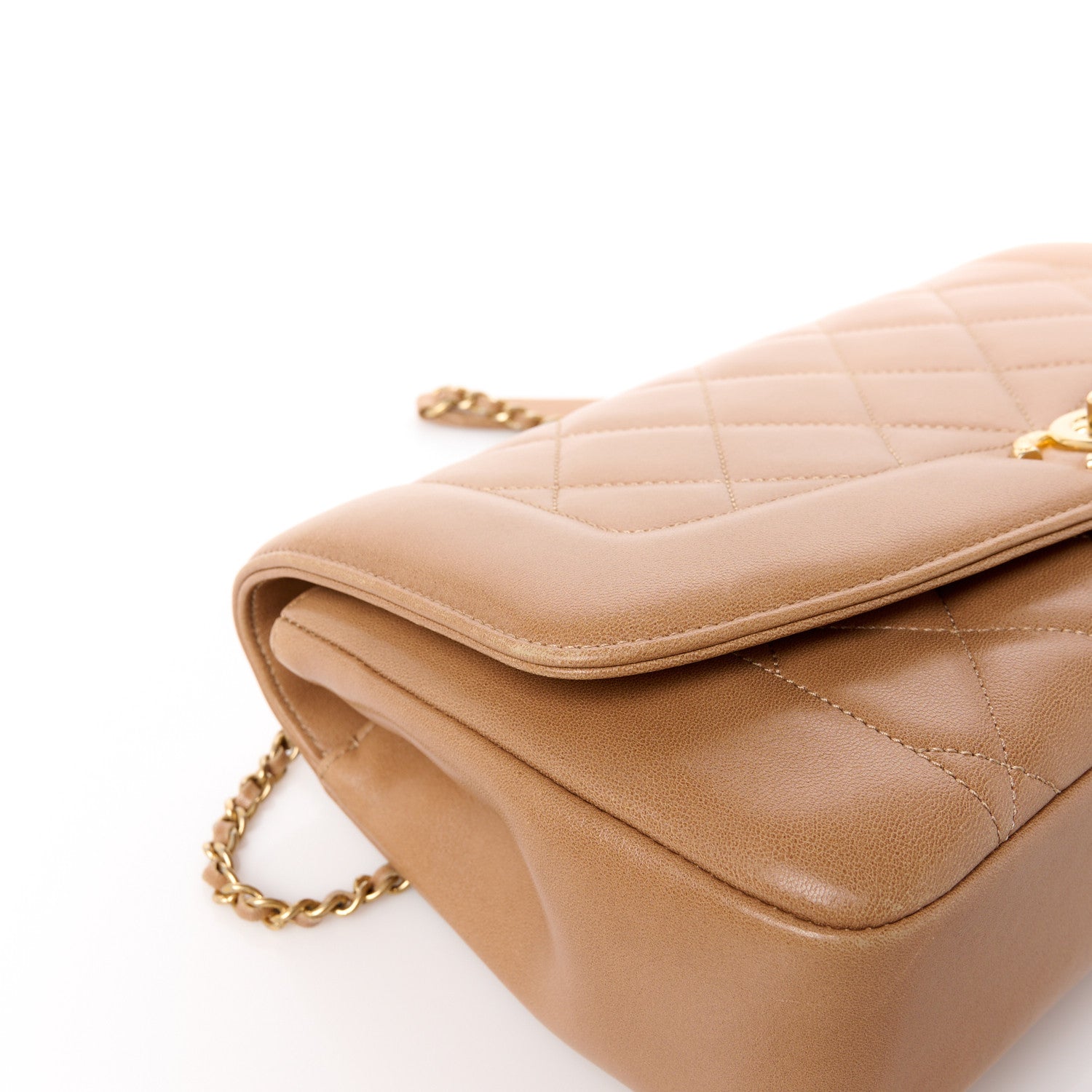 Chanel Lambskin Quilted Medium Single Flap Light Brown 15 of 16