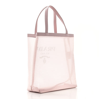 Prada Sequin Mesh Small Tote Bag Pink 4 of 10