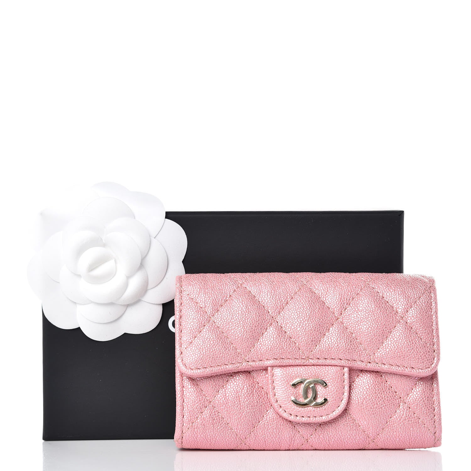 Chanel Iridescent Caviar Quilted Flap Card Holder Rose Pink 11 of 11