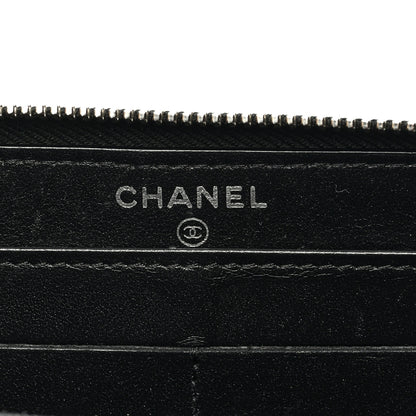Chanel Lambskin Camellia Embossed Large Zip Around Gusset Wallet Black 6 of 7