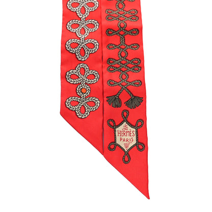 Hermes Silk Galons Et Brandebourg Twilly Rouge Bronze Mastic 2 of 4