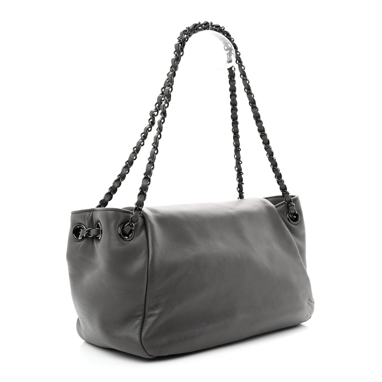 Lambskin Studded Accordion CC Flap Grey