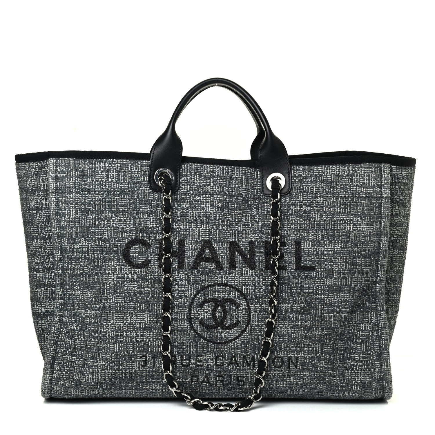 Chanel Canvas Large Deauville Tote Charcoal 1 of 4
