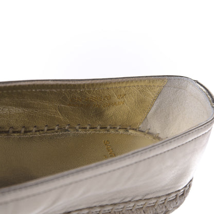 Saint Laurent Metallic Lambskin Monogram Espadrilles 37 Platino 9 of 11