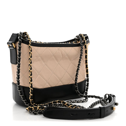 Chanel Aged Calfskin Quilted Small Gabrielle Hobo Beige Black 3 of 11