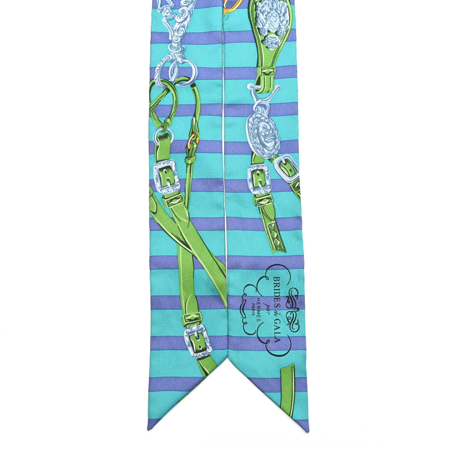 Hermes Silk Brides de Gala Bayaderes Twilly Turquoise Indigo Vert 2 of 4