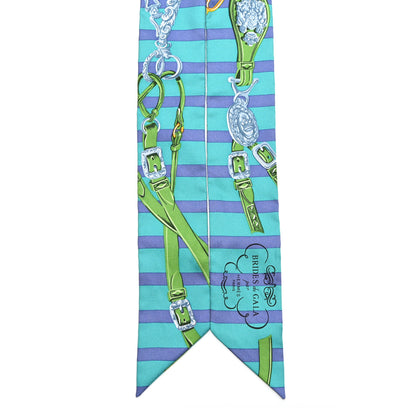 Hermes Silk Brides de Gala Bayaderes Twilly Turquoise Indigo Vert 2 of 4