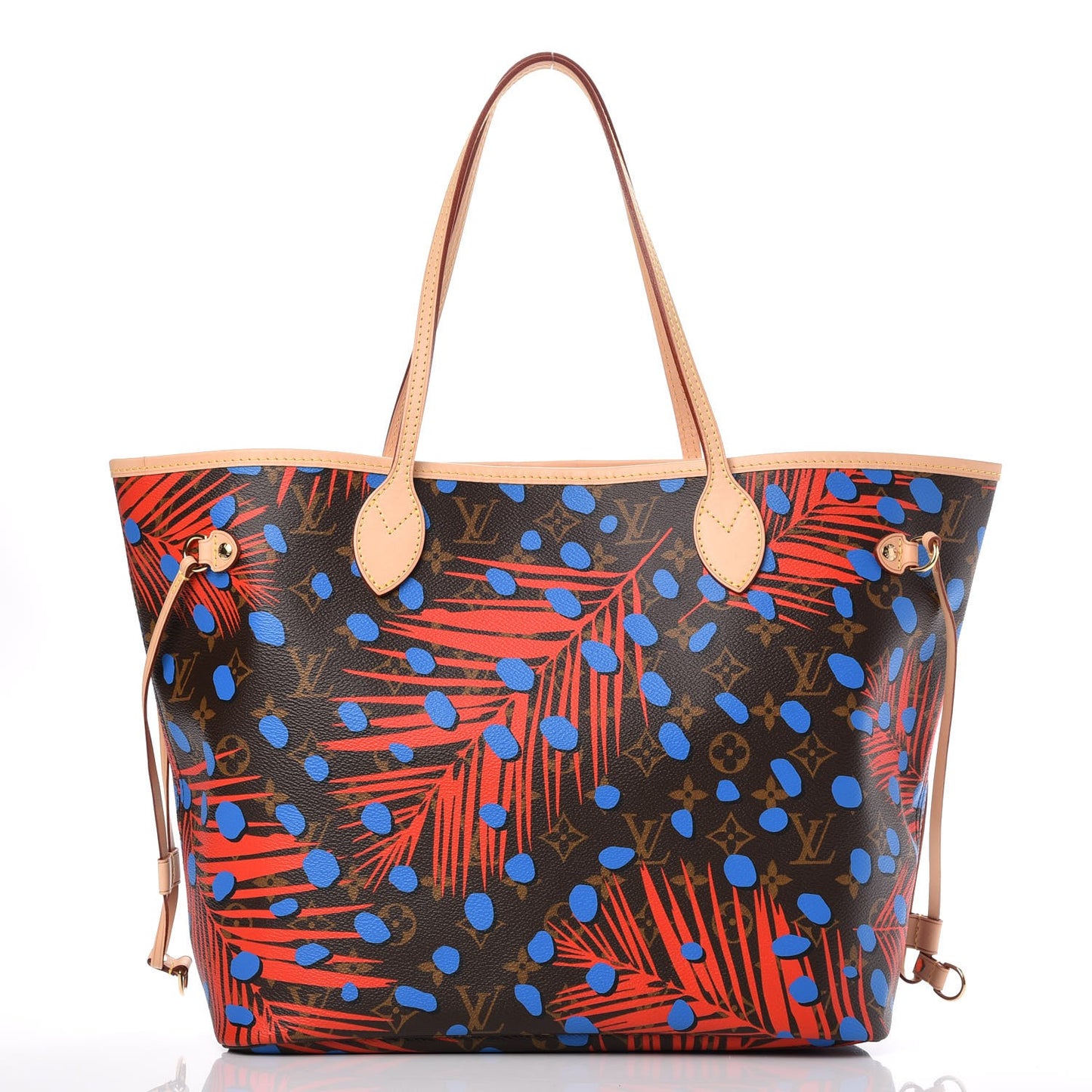 Monogram Jungle Dots Neo Neverfull MM Coquelicot Denim