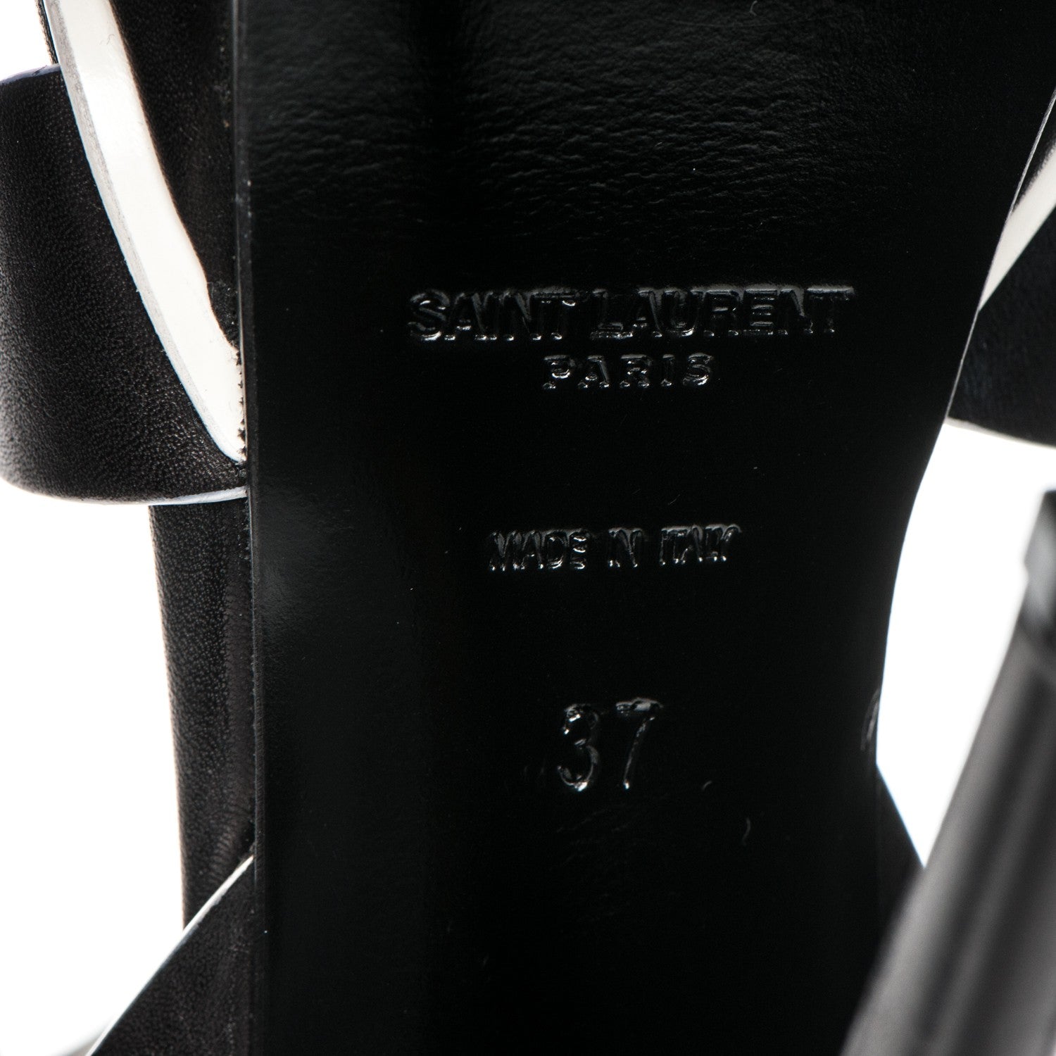 Saint Laurent Calfskin Tribute 105 Platform Sandals 37 Black White 6 of 7