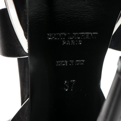 Saint Laurent Calfskin Tribute 105 Platform Sandals 37 Black White 6 of 7