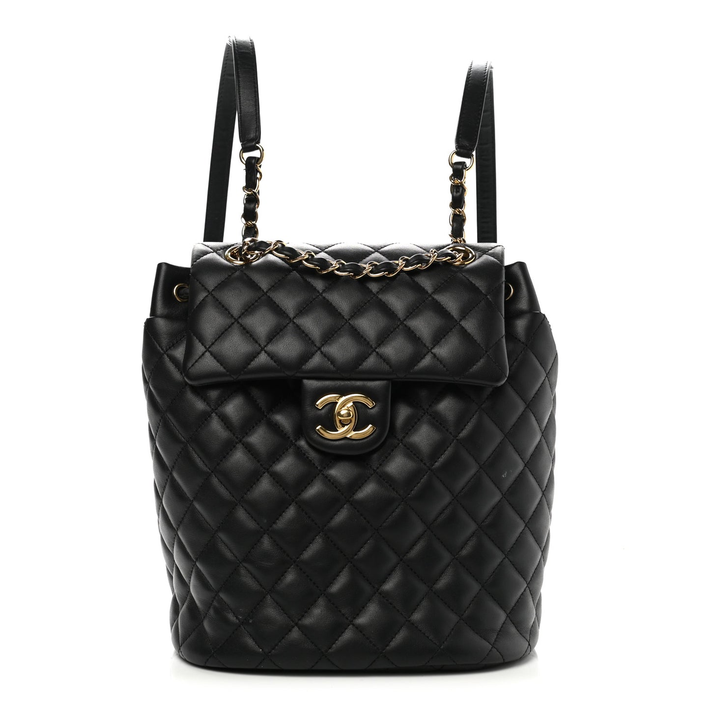 Lambskin Quilted Small Urban Spirit Backpack Black