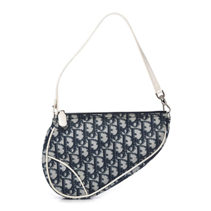 Christian Dior Monogram Mini Saddle Pochette White Blue 1 of 10