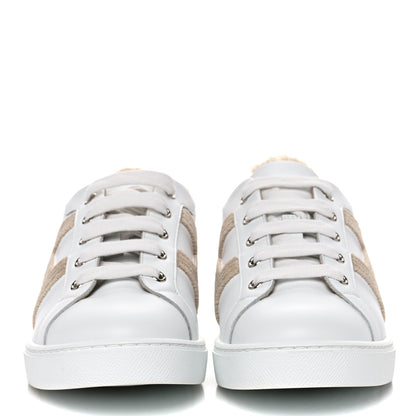 Hermes Calfskin Woolskin Womens Advantage Sneakers 37.5 White 2 of 9