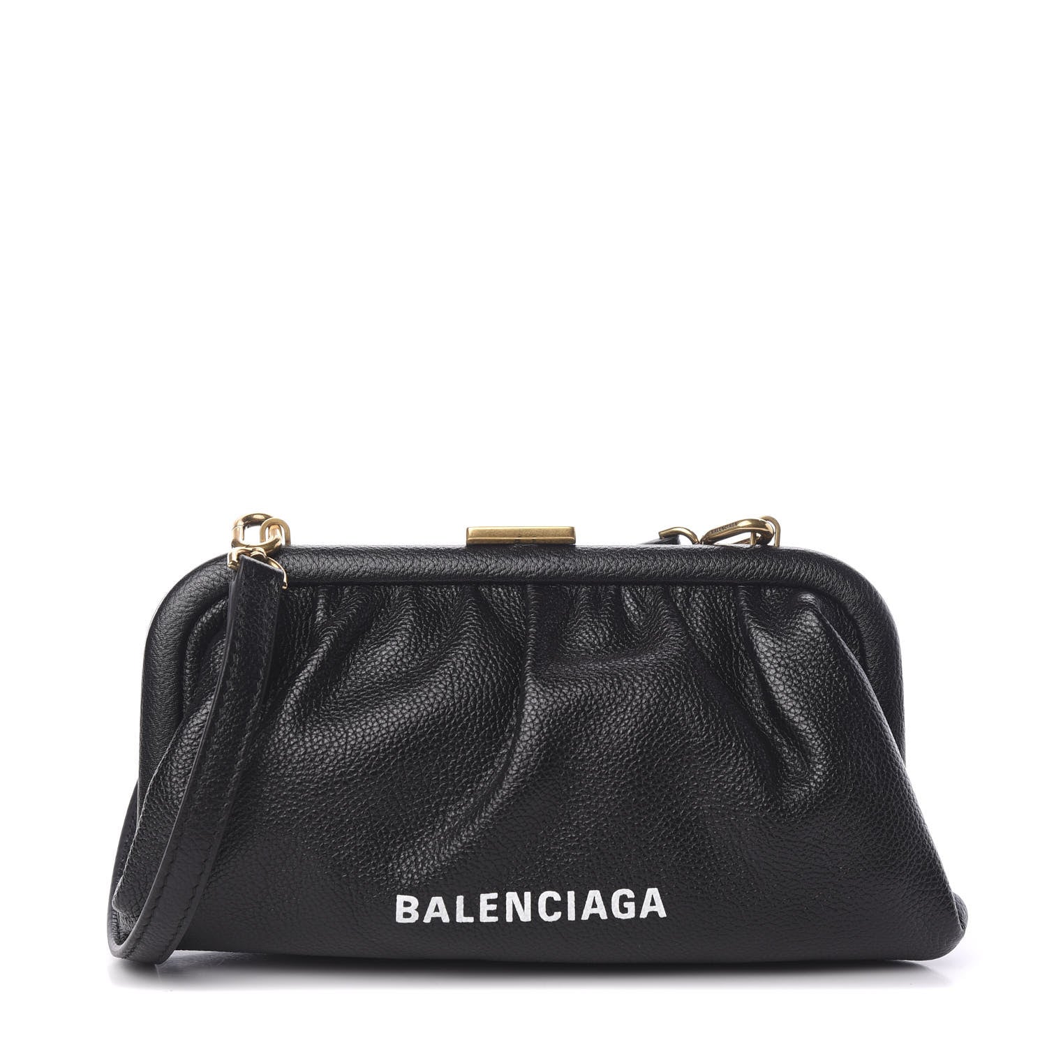 Balenciaga Grained Calfskin Logo Cloud Clutch XS Black 1 of 9