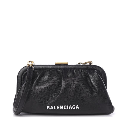 Balenciaga Grained Calfskin Logo Cloud Clutch XS Black 1 of 9