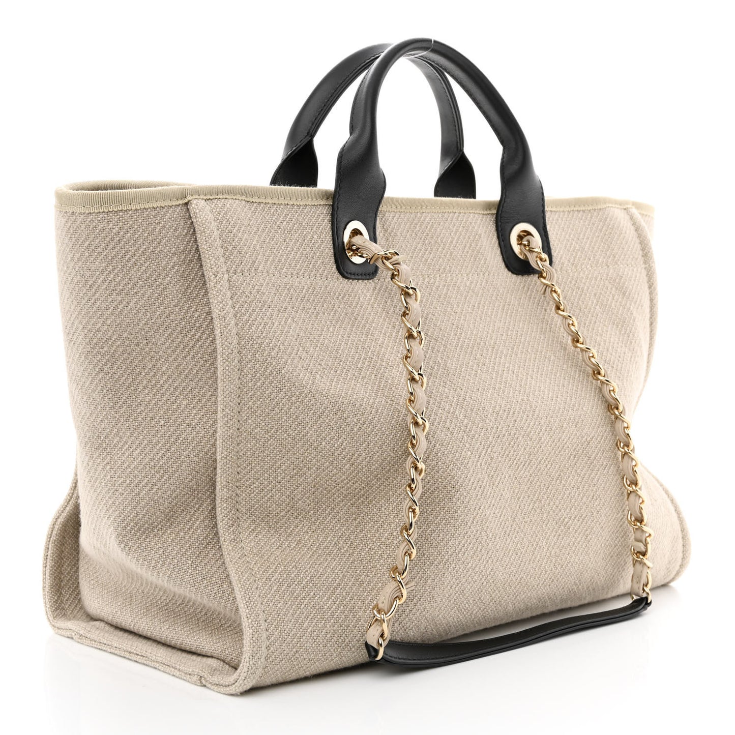 Mixed Fibers Medium Deauville Tote Beige Black