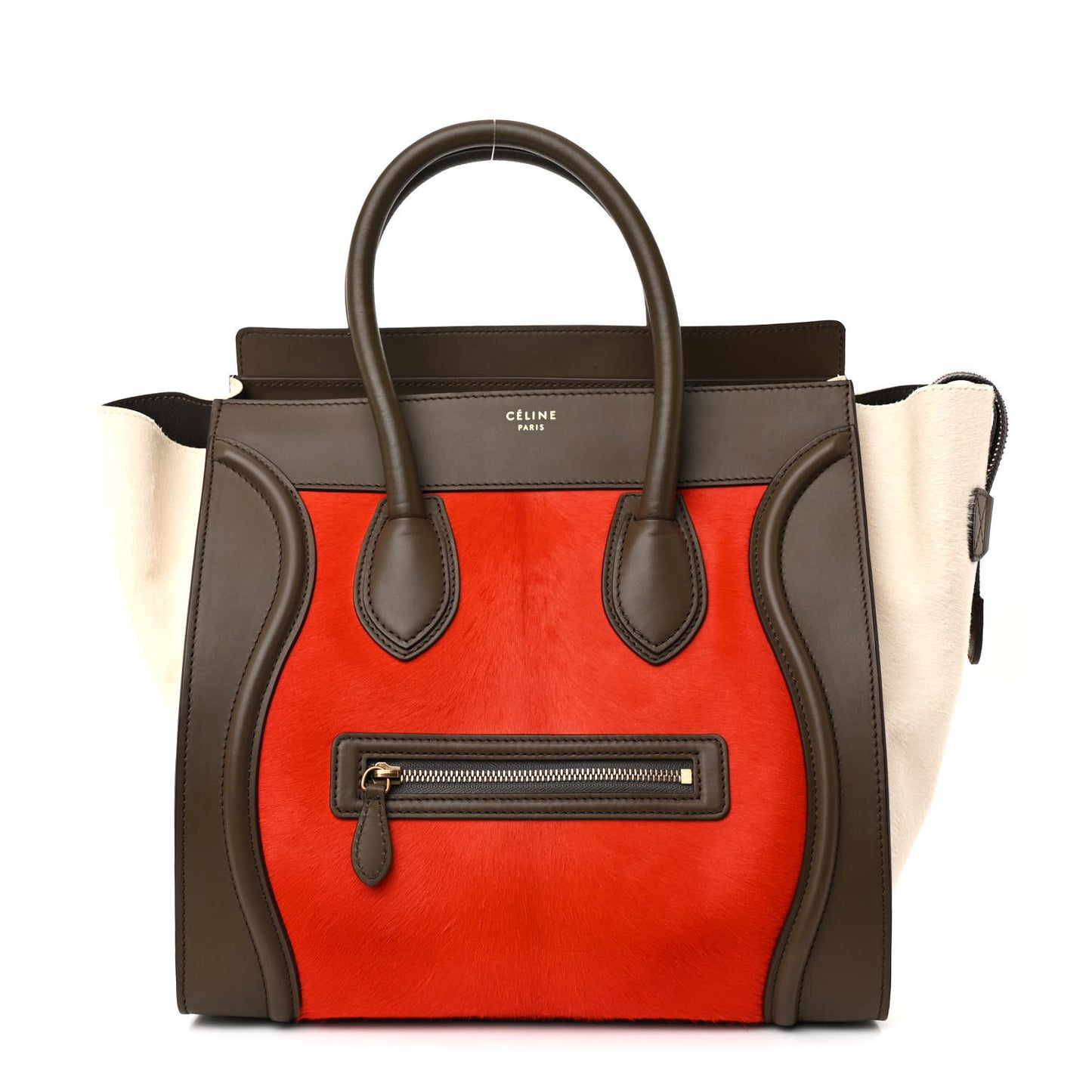 Pony Hair Smooth Calfskin Mini Tri-Color Luggage Brick