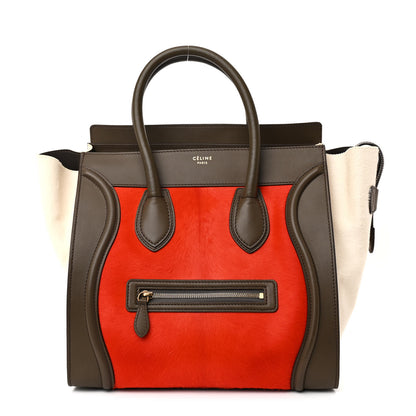 Celine Pony Hair Smooth Calfskin Mini Tri-Color Luggage Brick 1 of 13
