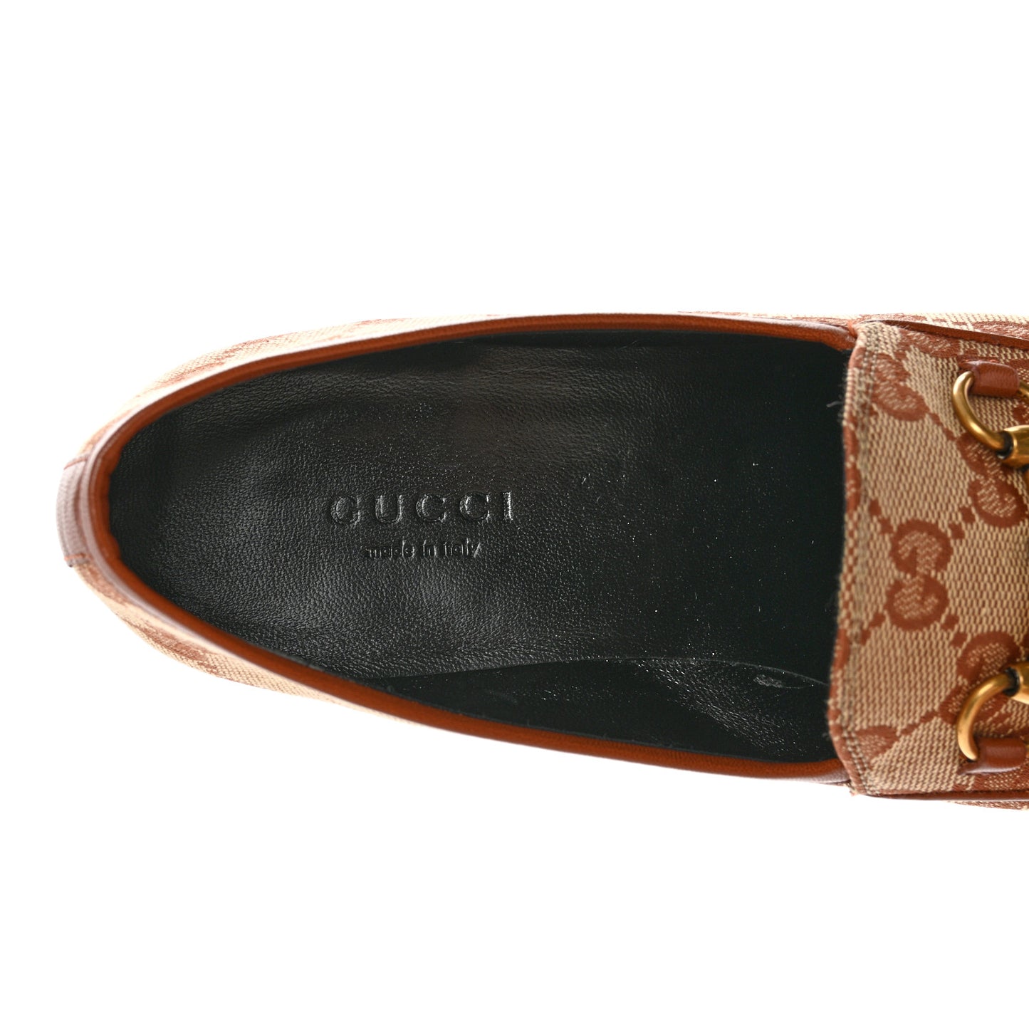 Canvas GG Monogram Horsebit Womens Jordaan Loafers 36 Beige Ruggine