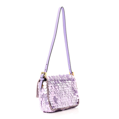 Fendi Satin Sequin Paillettes Shiny Nappa Mini Baguette 1997 Lilla 3 of 13