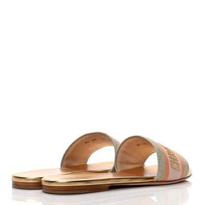 Christian Dior Cotton Embroidered Dway Mules Slide Sandals 40 Platinum 4 of 10
