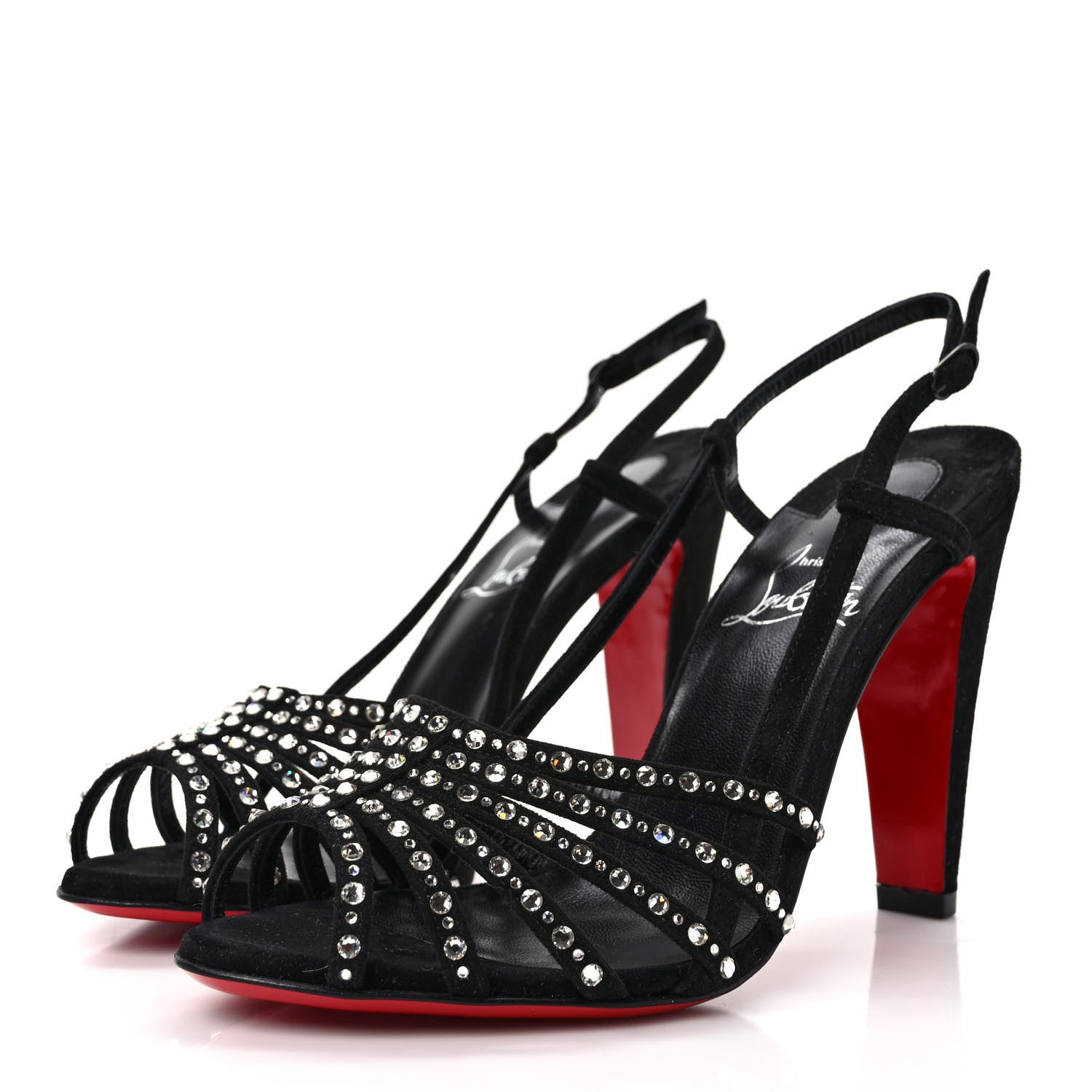 Christian Louboutin Suede Crystal Vegastrassima 100 Pumps 37.5 Black 3 of 8