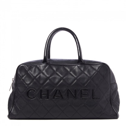 Chanel Calfskin Patent Quilted Large Bowler Black 1 of 9
