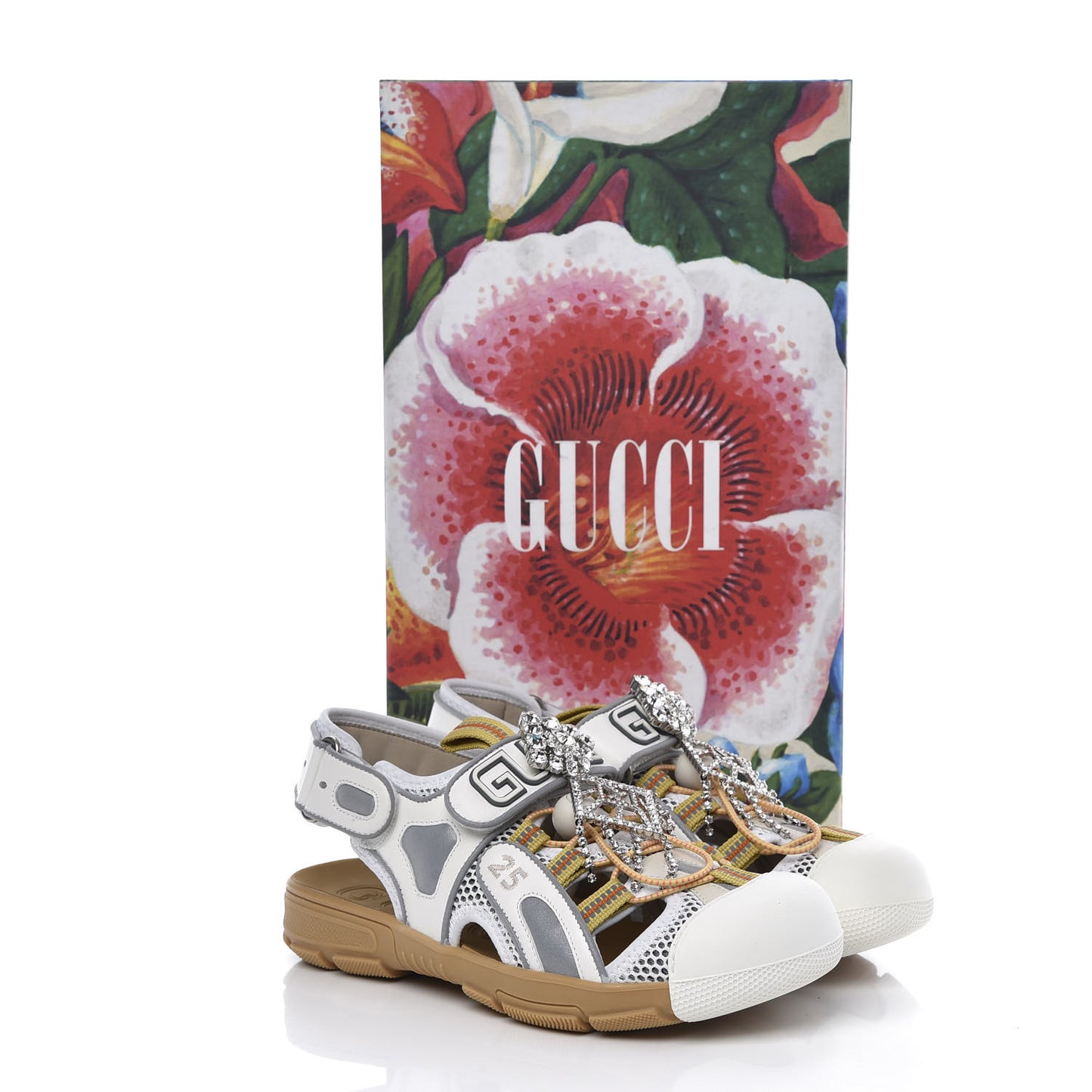 Mesh Fabric Tinsel Sport Sandals 37.5 White Silver