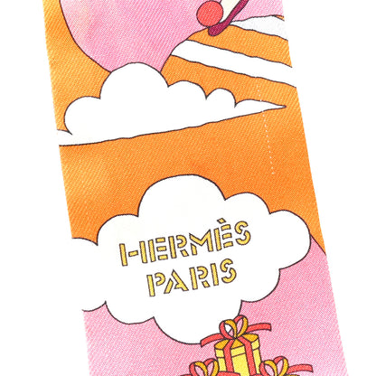 Hermes Silk Carres Volants Twilly Orange Rose Malaba 7 of 7
