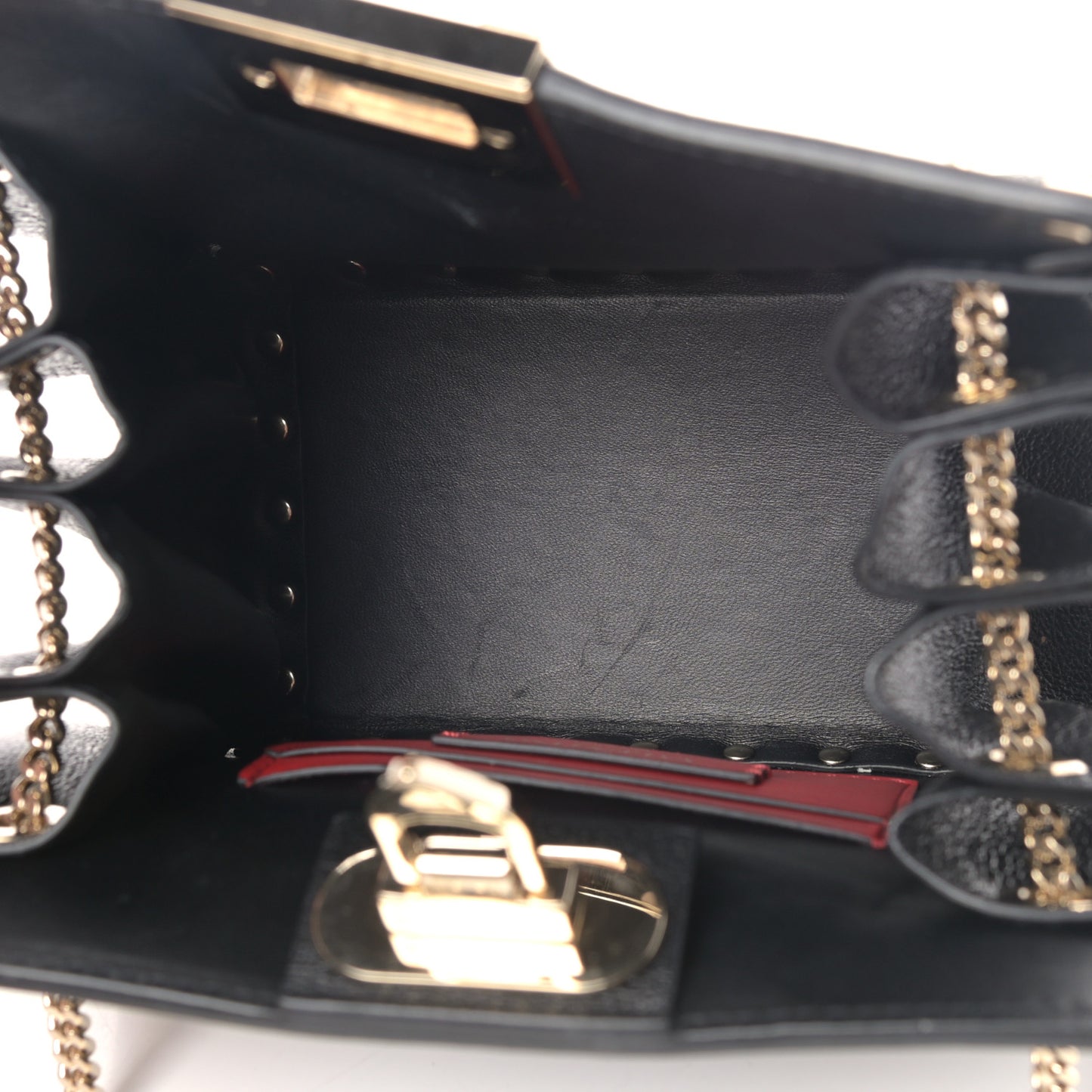 Calfskin Rockstud Mini Chain Shoulder Bag Black
