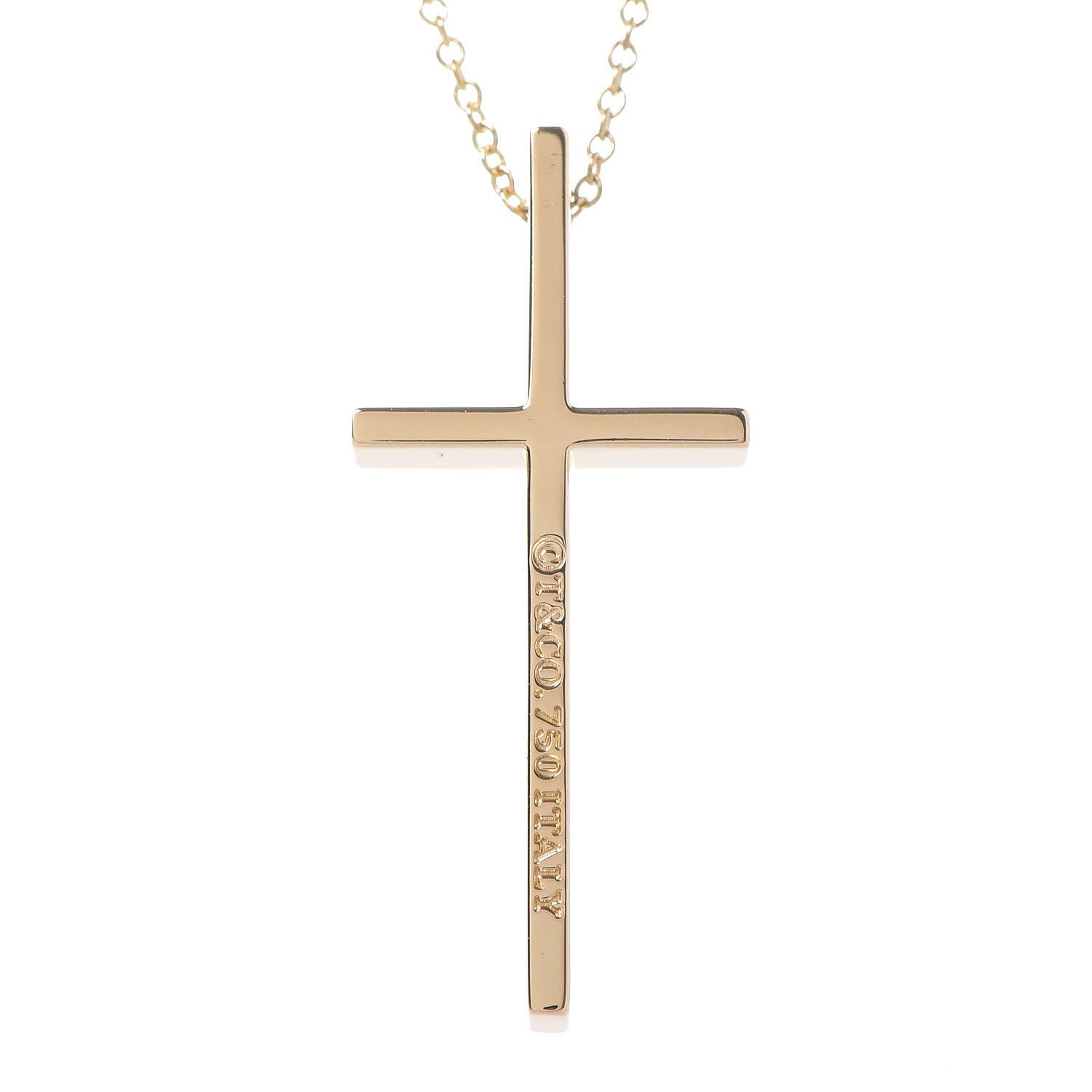 Tiffany 18K Yellow Gold Metro Cross Pendant Necklace 5 of 6