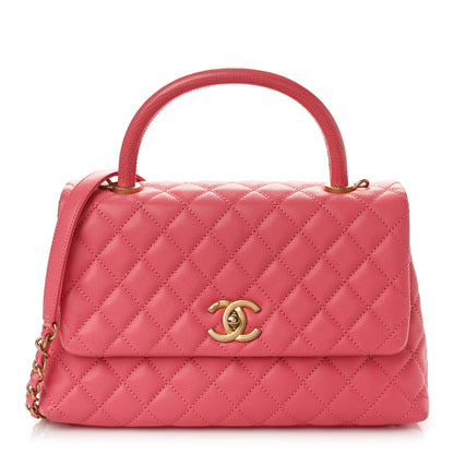 Chanel Caviar Lizard Embossed Quilted Small Coco Handle Flap Pink 1 of 10