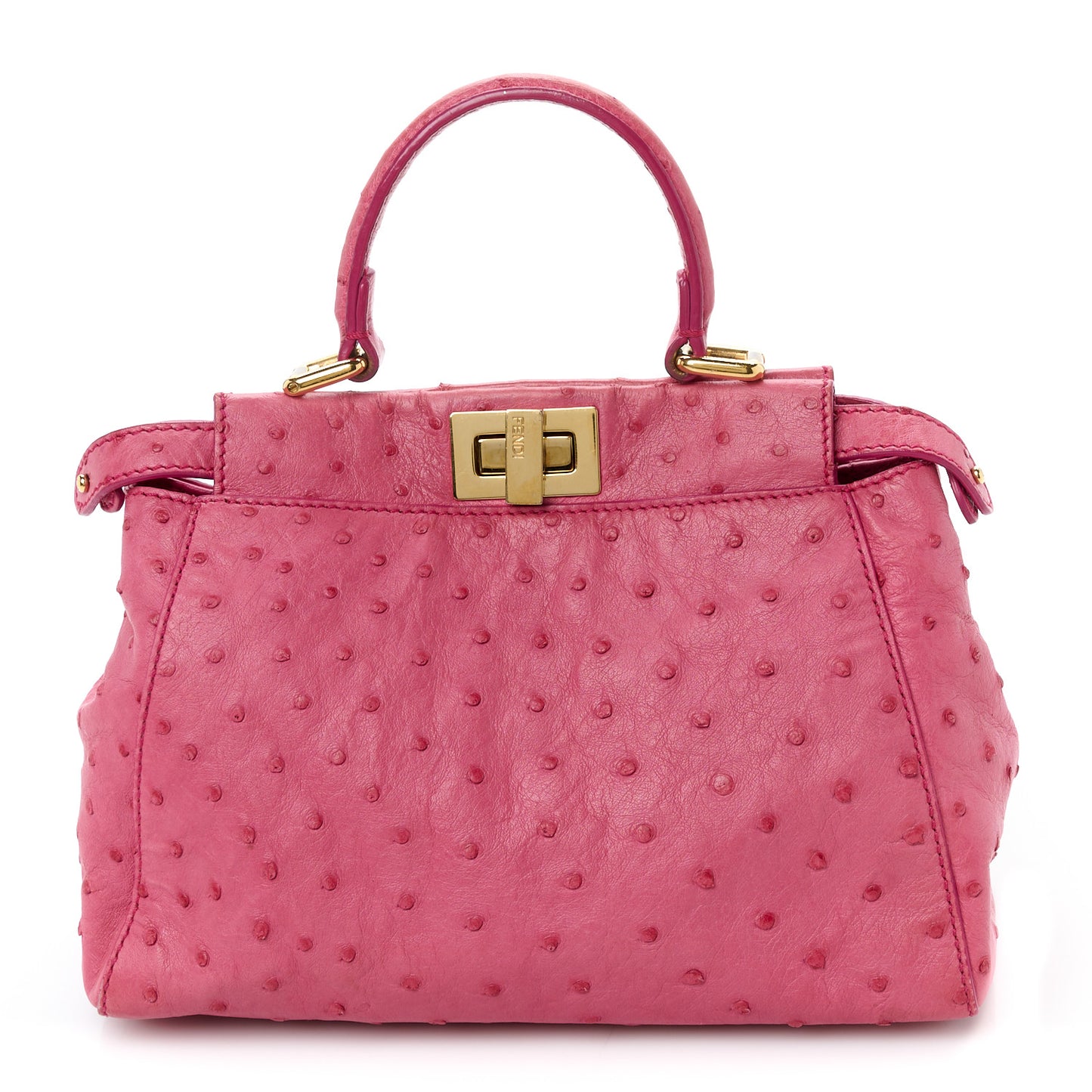 Ostrich Shiny Nappa Mini Peekaboo Iconic Satchel Fuchsia